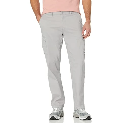 Amazon Essentials Pantalón corto cargo, elástico y de corte clásico (disponible en tallas grandes y largos especiales) Hombre, Gris Claro, 35W / 29L