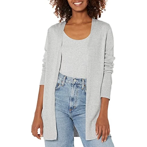 Amazon Essentials Open-front Cardigan, chaqueta punto Mujer, Gris (Light Grey Heather Lgh), X-Large