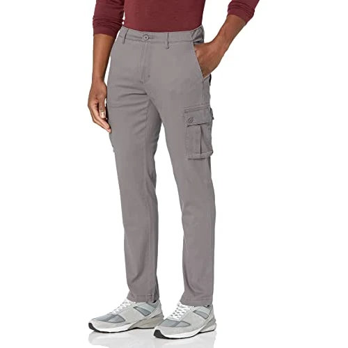 Limited-time offer: Amazon Essentials Men's Slim Fit Stretch Work Cargo Trousers (Available in Big & Tall), Dark Grey, 36W / 30L from 15.31 £ to 12.40 £ (save 19%)