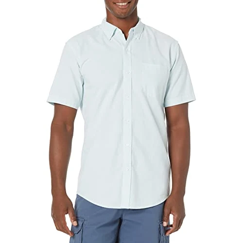 Offerta a tempo: Amazon Essentials Camicia Oxford a Maniche Corte in 100% Cotone Vestibilità Regolare Uomo, Blu Righe, XL - 0.00% da 23.20 € a 23.20 €