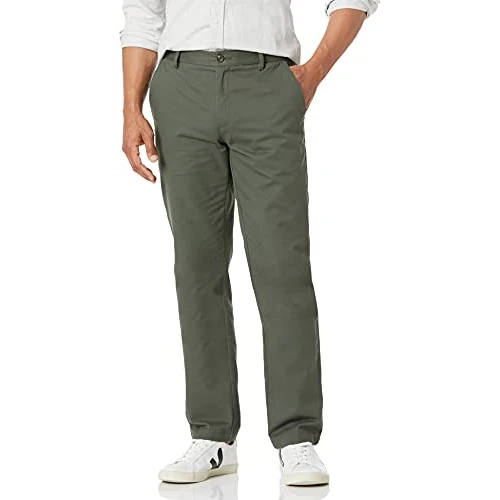 Oferta limitada: Amazon Essentials Pantalón Chino sin Pinzas Antiarrugas de Ajuste Recto Hombre, Verde Oliva Oscuro, 42W / 28L de 23.90 € a 23.90 € (ahorro 0.00%)