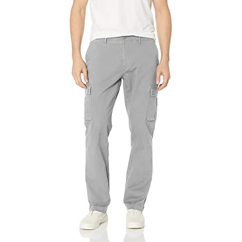 Amazon Essentials Pantaloni Cargo Elasticizzati e Aderenti (Disponibili nelle Taglie Big & Tall) Uomo, Grigio Chiaro, 35W / 34L
