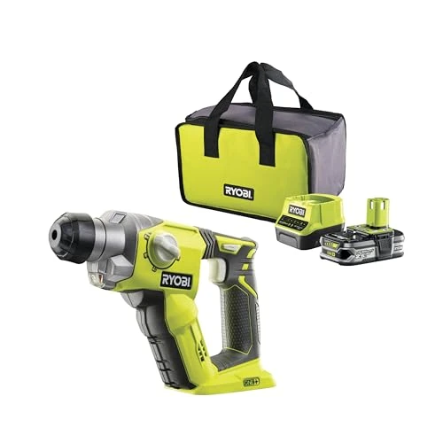 Offerta a tempo: RYOBI Martello perforatore a batteria 18 V ONE+ R18SDS-125S (energia d'impatto 1,3 J, diametro massimo di foratura in legno/muratura/acciaio 16/16/13 mm, con batteria da 2,5 Ah e caricatore in borsa - 31% da 220.49 € a 151.92 €