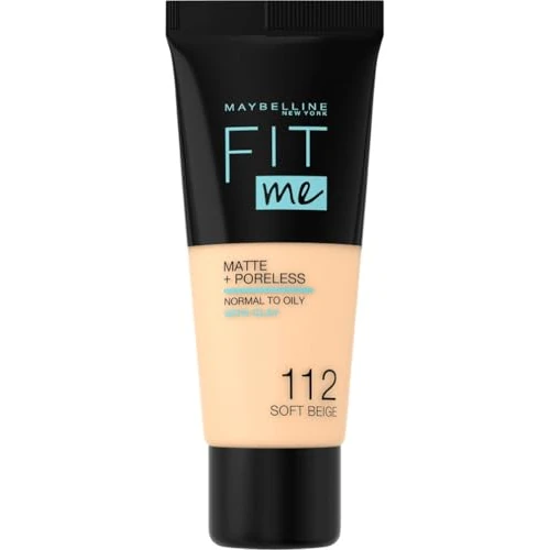 Offerta a tempo: Maybelline New York Fondotinta Fit Me Matte&Poreless, Finish Opacizzante e Fissante, Tonalità: 112 Soft Beige - 13% da 7.99 € a 6.94 €