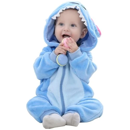 TMEOG Unisex Baby Romper Cute Warm Hase Stich Tier Lange Ärmel Reißverschluss Verdickte Fleece Herbst-Winter Kinderkleidung