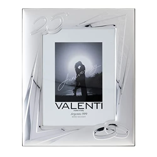 Offre limitée : Valenti&Co – Cadre photo en argent 18 x 24 cm, idéal comme cadeau pour mariage d'argent, 25 ans de mariage pour le 25 ans de famille ou la mère et le papa. de 70.05 € à 70.05 € (0.00% de remise)