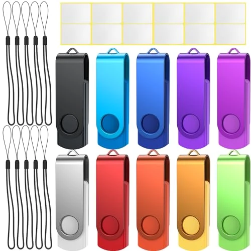Offerta a tempo: Uflatek Chiavetta USB 16 GB, 10 Pezzi 16GB PenDrive Ruotare 16 Giga Chiavette USB 2.0 Metallo Unità Flash Drive Colori Misti Pennetta Memoria USB By - 24% da 45.99 € a 35.14 €
