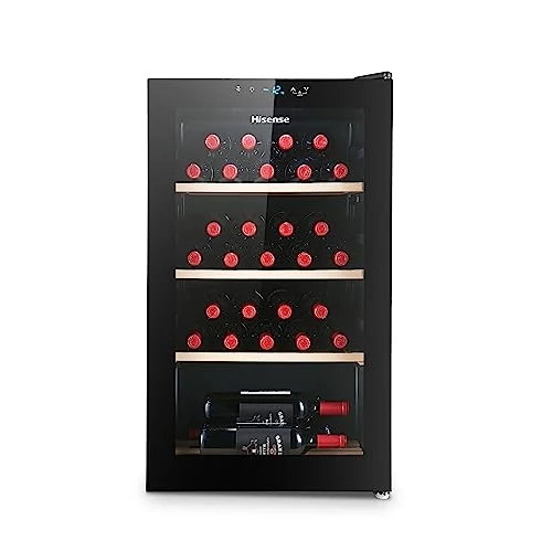Hisense RW30D4AJ0 Cantina Vino 32 Flaschen, Fassungsvermögen 110 l, 39 Dezibel, Schwarz, 49 x 48,9 x 84,4 cm