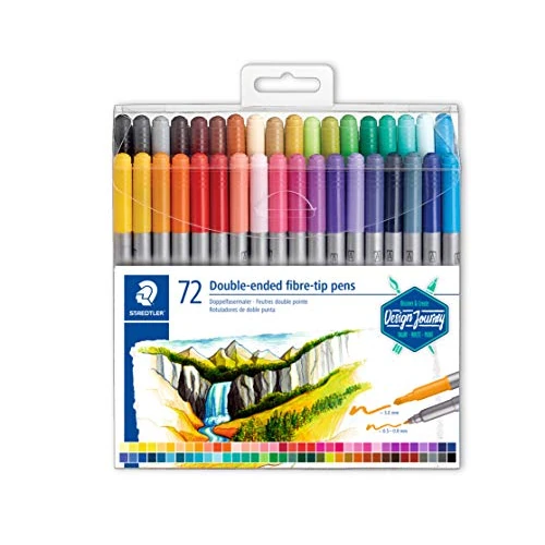 Staedtler - Set 72 Pennarelli Doppia Punta Sintetica Resistente e Precisa, Pennarelli Punta Grossa e Punta Fine per Tratti Sottili e Larghi, Brush Pen Pennarelli ad Acqua, Cancelleria Scuola e Ufficio