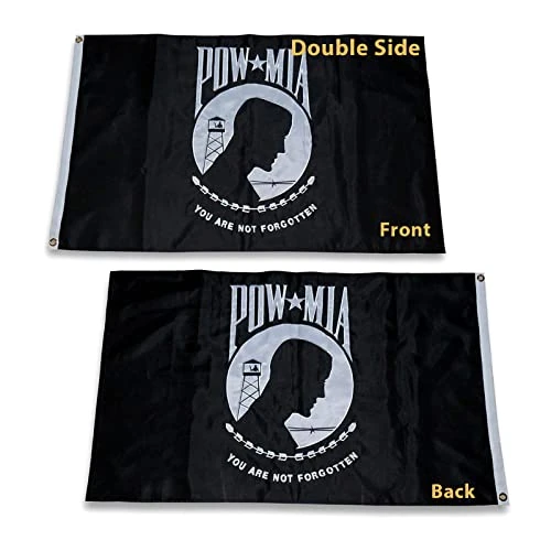 Limited-time offer: Homissor Pow Mia Flag Embroidered 3x5 Outdoor - Heavy Duty Double Sided You are Not Forgotten War Flags 300D Military Pow Flags for Outside from $27.99 to $25.59 (save 9%)