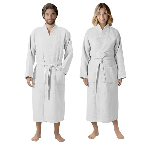 Zeitlich begrenztes Angebot: HOMELEVEL Pique Bademantel für Damen und Herren - Waffelpique Morgenmantel leicht - versch. Größen - leichter Bademantel für Sauna Reise Pool - Waffelmuster Reisemantel von 48.39 € auf 13.59 € (72% Rabatt)