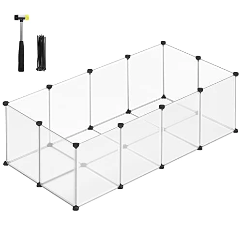 Tijdelijke aanbieding: SONGMICS Buitenverblijf met bodempanelen, box, caviaverblijf, gemaakt van kunststof, verblijf voor hamsters, konijnen, egels, 143 x 73 x 46 cm, wit LPC02W van 39.99 € naar 35.99 € (10% korting)