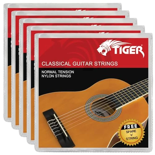 TIGER, Confezione da 5 Set di Corde per Chitarra Classica