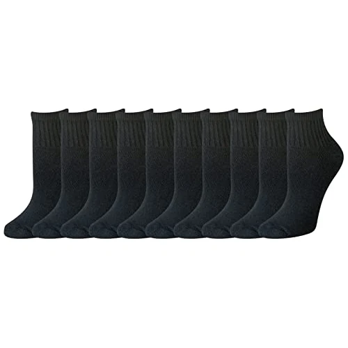 Amazon Essentials Damskie bawełniane lekko amortyzowane skarpety do kostki, 10 sztuk, czarne, 6-9