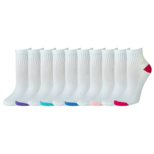 Amazon Essentials Calcetines Tobilleros de algodón, Ligeramente Acolchados Mujer, 10 Pares, Blanco, 38.5-43