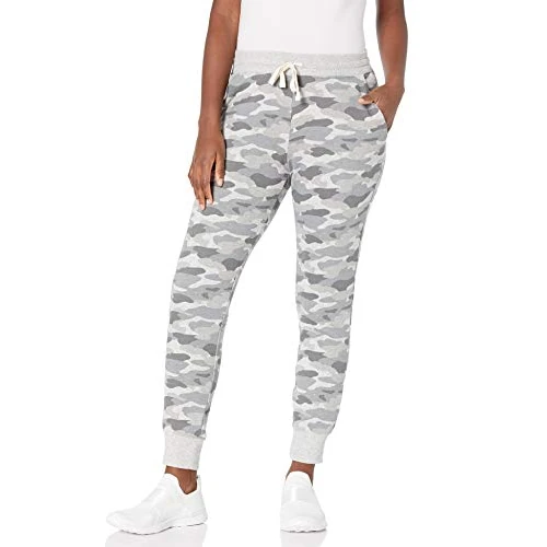 Amazon Essentials Women's Fleece Cuffed Jogging Bottoms (Available in Plus Size), Light Grey Camo, M