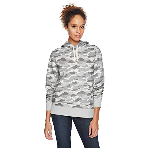Limited-time offer: Amazon Essentials Women's French Terry Fleece Pullover Hoodie, Grey Camo, XS from 17.10 GBP to 11.53 GBP (save 33%)