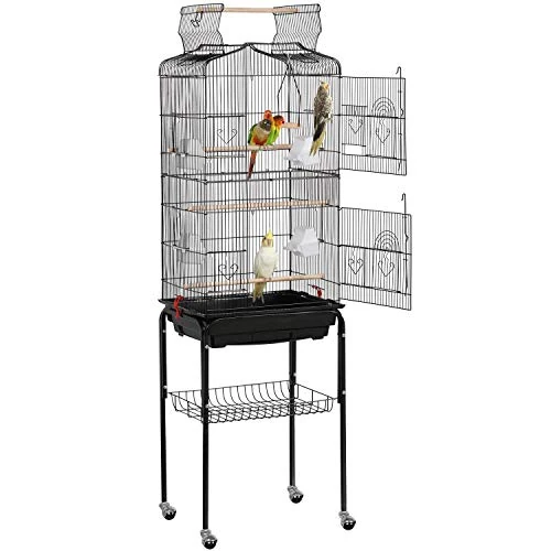 Offerta a tempo: Yaheetech Gabbia Voliera Metallo per Pappagalli 46 × 35 × 150,5 cm Nero - 10% da 65.65 € a 59.39 €