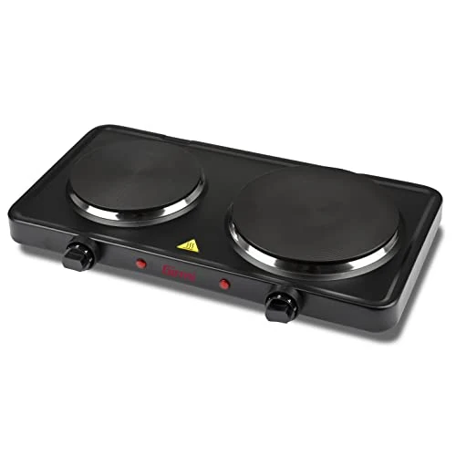Offre limitée : Girmi PE36 Plaque Électrique Double, Ø15,5 - Ø18,5, 2500W, Assiettes dans Fonte, Noir de 47.90 € à 47.90 € (0.00% de remise)