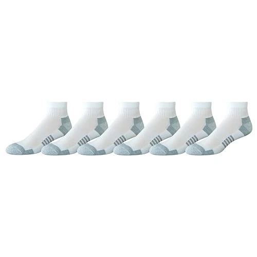 Amazon Essentials Socquettes Athlétiques, Respirant, Coton mélangé, Rembourrées Homme, 6 Paires, Blanc, 41-45