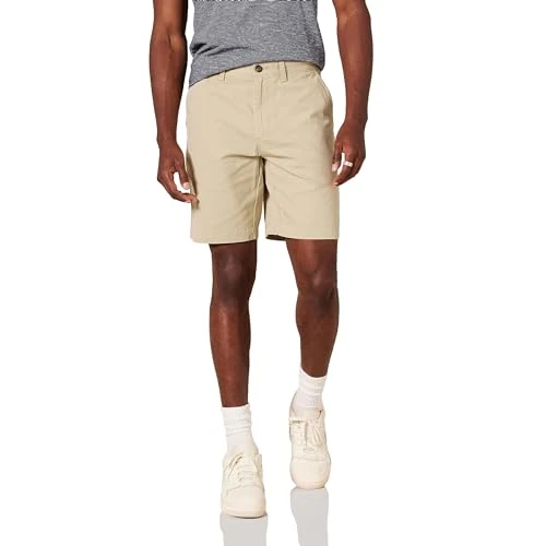 Limited-time offer: Amazon Essentials Men's Slim-Fit 9" Cotton Twill Khaki Chino Shorts with Tapered Leg, Khaki, 42 from $24.00 to $24.00 (save 0.00%)