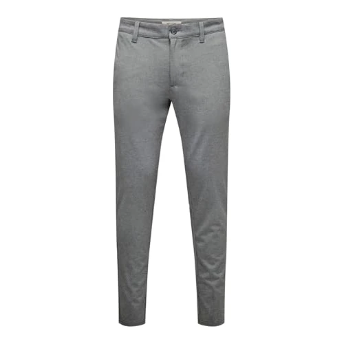 Oferta limitada: Only & Sons Chino Trousers ONSMARK Slim Fit Chino Trousers Medium Grey Melange 30 34 Medium Grey Melange de 39.99 € a 19.99 € (ahorro 50%)