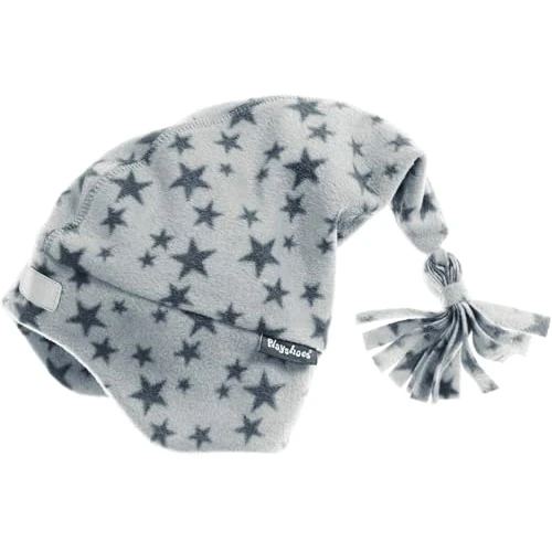 Playshoes Cappello In Pile, Cappello invernale Unisex - Bambini e ragazzi, Berretto A Punta Stelle Grigie, 53