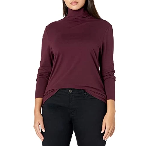 Offerta a tempo: Amazon Essentials Maglione a Collo Alto a Maniche Lunghe (Disponibile in Taglie Forti) Donna, Bordeaux, L - 42% da 20.90 € a 12.20 €
