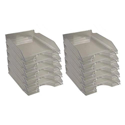Offre limitée : Exacompta - Réf. 12327D - Lot de 10 corbeilles à courrier ECOTRAY - dimensions utiles 34 x 25 x 6,5 cm - pour documents au format A4+ - couleur gris translucide de 35.83 € à 12.70 € (65% de remise)