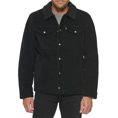 Offerta a tempo: Levi's Giacca Trucker da uomo in velluto a coste Sherpa foderata, Velluto a coste nero, Small - 0.00% da 83.99 € a 83.99 €