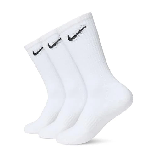 Nike Everyday Cush Crew 3pr, Calze Unisex adulto, Bianco (White/Black), 42-46 confezione da 3