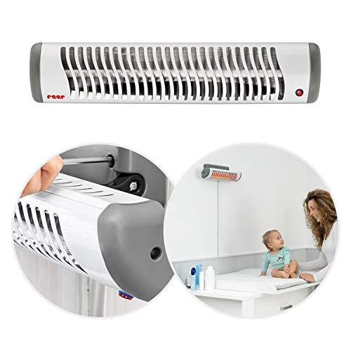 reer EasyHeat Wickeltisch-Wärmestrahler | Wand-Heizstrahler für den Wickeltisch | Wärmelampe fürs Baby | Baby Erstausstattung | 230V/500W | Weiß