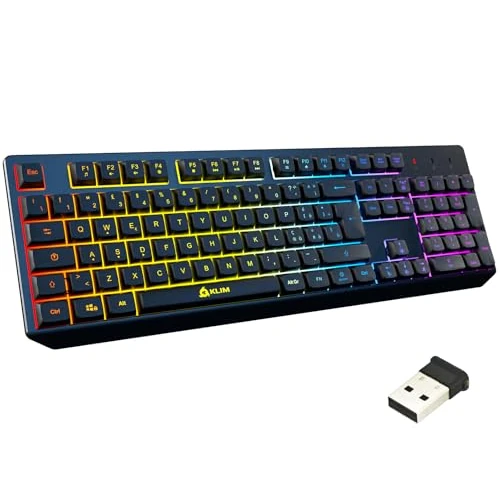 Offerta a tempo: KLIM Chroma Tastiera Wireless ITALIANA - Sottile, Resistente, Ergonomica + Tastiera Gaming Retroilluminata Silenziosa e Impermeabile + PC Mac PS4 PS5 + NUOVA VERSIONE + Nera - 0.00% da 35.97 € a 35.97 €