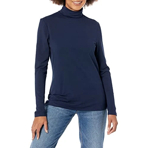 Amazon Essentials Maglione a Collo Alto a Maniche Lunghe (Disponibile in Taglie Forti) Donna, Blu Marino, XS