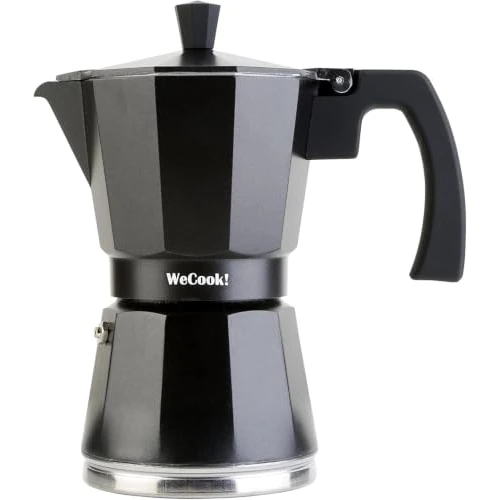 Zeitlich begrenztes Angebot: WECOOK! - 9 Tassen Italienischer Espresso-Kaffeekocher Induktion | Edelstahl für Ceranfeld, Caffettiera Induktion | Aluminium Espressomaschine klein, Sicherheitsventil | Schwarz, Aluminium von 55.19 € auf 55.19 € (0.00% Rabatt