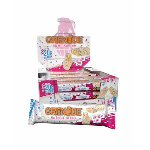 Oferta limitada: Grenade Barra de Proteína Baja en Azúcar - Sabor Birthday Cake, 12 x 60 g de 29.95 EUR a 21.99 EUR (ahorro 27%)