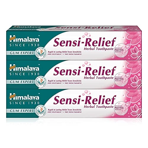 Himalaya Herbals Sensi-Relief Toothpaste| Rapid and Long Lasting Relief from Sensitivity | Prevent Gum Inflammation and Gum Bleeding | Paraben Free, 100% Vegeterian- 75ml (Pack of 3)