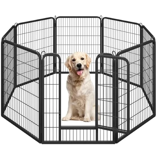 Offerta a tempo: Yaheetech Recinto per Cani Grande 8 Pannelli 80 x 100 cm Conigli Animali Cuccioli per Casa da Interno Esterno Giardino in Ferro Recinzione Rete Metallica Pieghevole e Portatile Nero - 28% da 119.99 € a 86.63 €