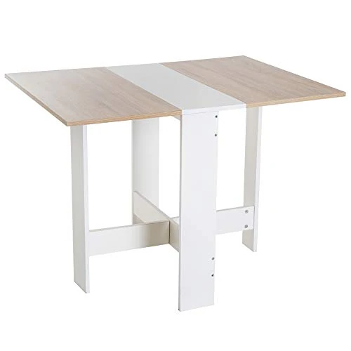 HOMCOM Tavolo da Pranzo Design Moderno Pieghevole Legno 103×76×73.5cm Rovere Bianco