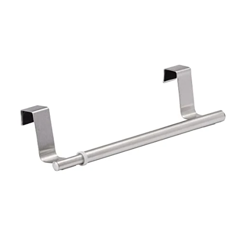 WENKO Toallero para puerta telescópico - Toallero extensible, toallero para puerta de armario, Acero inoxidable, 36-60 x 6 x 7 cm, Plata mate