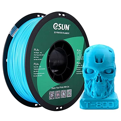 eSUN PLA+ Filament 1.75mm, 3D Drucker Filament PLA Plus, Maßgenauigkeit +/- 0.03mm, 3kg Spule (6.6 LBS) 3D Druck Filament für 3D Drucker, Hell Blau