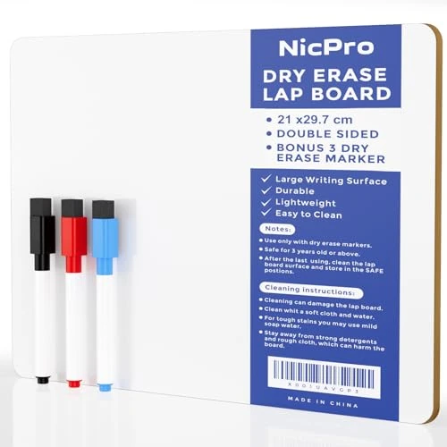 Limited-time offer: Nicpro Small Dry Erase Lapboard, 2 Pack Small White Board 9''x 12'' Mini White Board Double Sided with 3 Water-Based Pens, Portable Whiteboards for Kids Students Teachers Classroom Homeschool Supplies from $8.99 to $7.59 (save 16%)