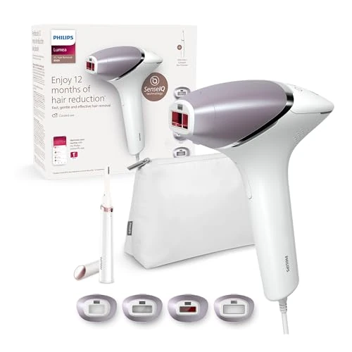 Philips Lumea Serie 8000, Depiladora Luz Pulsada, Piel Suave Desde Casa, Con Funda, Accesorios para el Cuerpo, Cara, Bikini y Axilas, Lápiz de precisión, Alternativa a Depilación Láser. BRI949/00