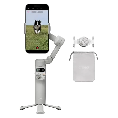 DJI Osmo Mobile 7 stabilizator gimbala do iPhone'a, Androida, wbudowany statyw, ultralekki, wygodny uchwyt, 3-osiowy gimbal do telefonu, ActiveTrack 7.0, ShotGuides, edycja jednym dotknięciem,