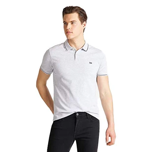 Lee Herren T-Shirt Pique Polo, Grau (Sharp Grey Mele 03), Small