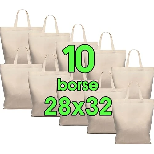 Offerta a tempo: ELES VIDA 10 pezzi 28 x 32 cm borsa in cotone midi - Sacchetto di iuta - Borsa da farmacista naturale, set di borse, sacchetto regalo, certificato Oeko-Tex - 0.00% da 14.95 € a 14.95 €