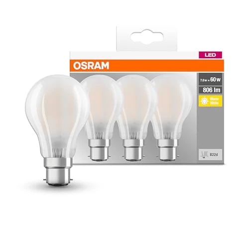 Zeitlich begrenztes Angebot: Osram LED Base Classic A Lampe, Sockel: B22d, Warm White, 2700 K, 7 W, Ersatz für 60-W-Glühbirne, Warmweiß von 9.09 € auf 7.43 € (18% Rabatt)