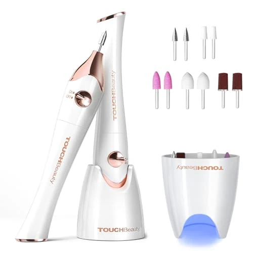 TOUCHBeauty elektrische manicure set met 5 nagelverzorgingshulpstukken, elektrische nagelvijlenset, professionele nagelboormachine voor nagelsalon / DIY manicure AG-1335P (goud)