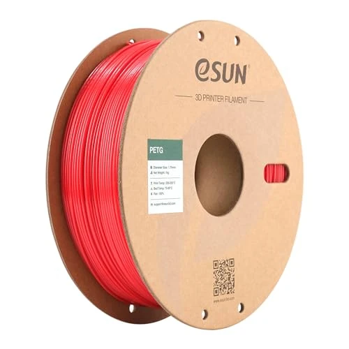 Limited offer: eSUN PETG Filament 1.75mm, 3D Printer Filament PETG, Dimensional Accuracy +/- 0.05mm, 1KG Spool (2.2 LBS) 3D Printing Filament for 3D Printers, Solid Red from 23.99 EUR to 11.45 EUR (save 52%)