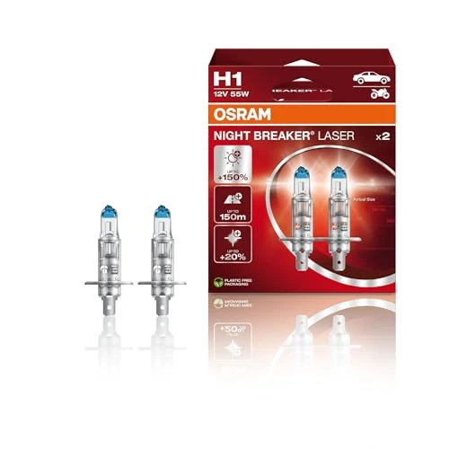 Limited-time offer: H1: Osram 64150NL-2HB Night Breaker Laser Halogen Bulbs | Eco Pack | Pack of 2 from $20.39 to $20.39 (save 0.00%)